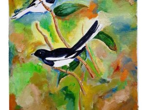 magpie robin bird painting