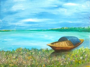 boat painting on canvas